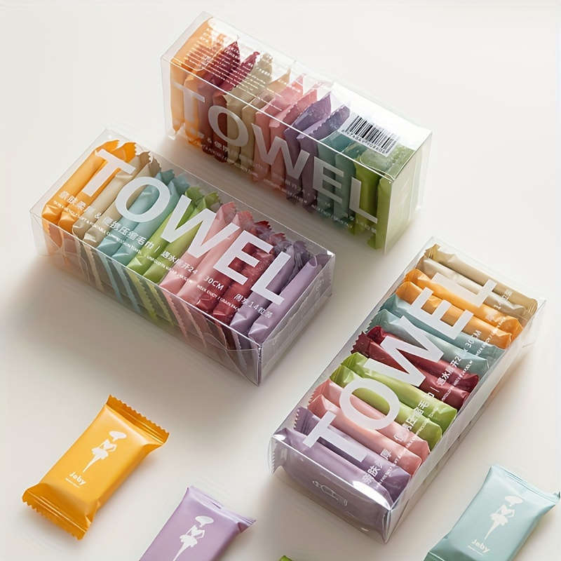 14 Pack BPA Free Compressed Towels - Cotton Non-Woven Travel Disposable Face Towels, Quick Dry Clean