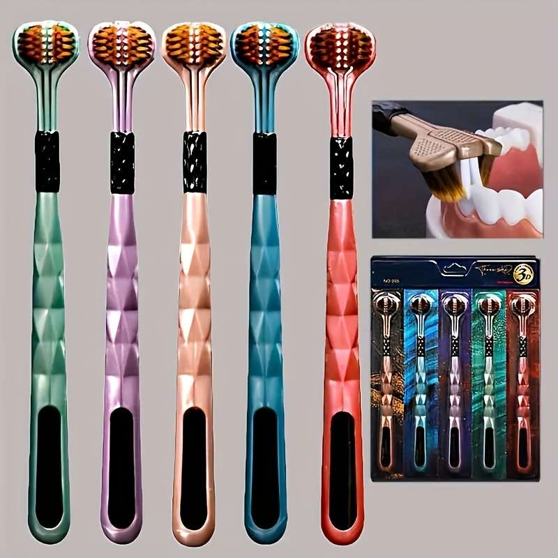 5-Pack V-Shaped Three-Sided Manual Toothbrush