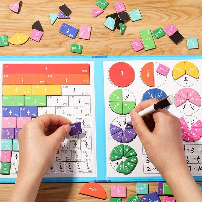 Colorful numerator and denominator puzzle math