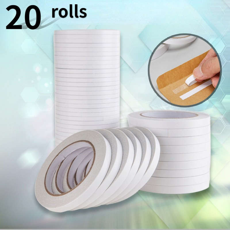 20 Rolls Of Double-Sided Clear Tape - Strong Adhesive
