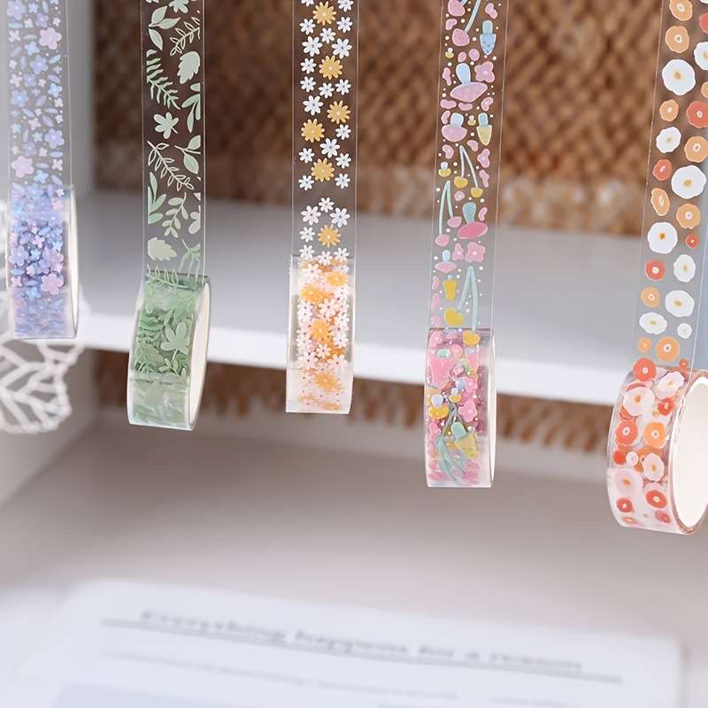5 Rolls Of Clear Flower Sticker Tape