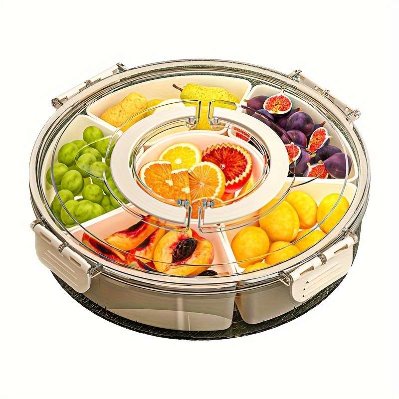 1 Piece Rotating Snack Tray With Lid