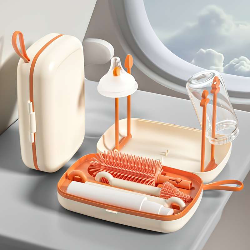 Silicone Bottle And Nipple Brush With Storage Casesilicone Bottle And Nipple Brush With Storage Case