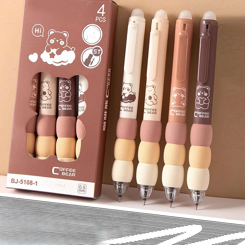 4pcs Cute Cartoon Bear Erasable Gel Pens