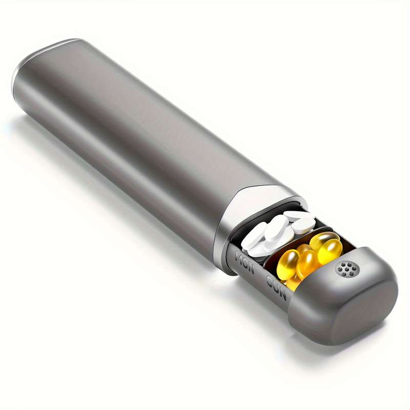 1 Piece Portable 7 Day Pill Organizer Compact Travel Size Pill Box Height 17.5cm