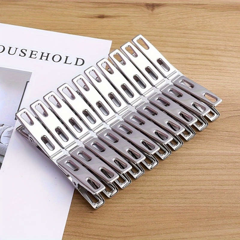 20 Pack Heavy Duty Metal Clothespins - Multi-Purpose Stainless Steel Clips for Laundry, Hanging Phot
