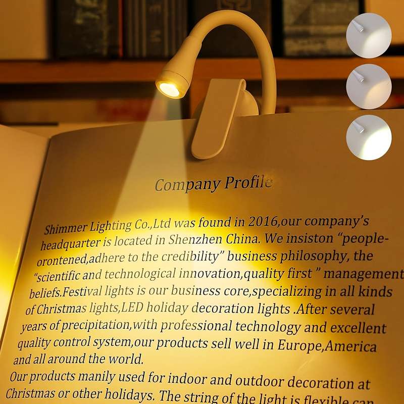 Three-Color Mini Portable Clip-On Book Light