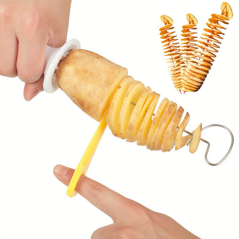 6-Piece Multi-Purpose Spiral Potato Slicer Stainless Steel Manual Tornado Vegetable Cutter
