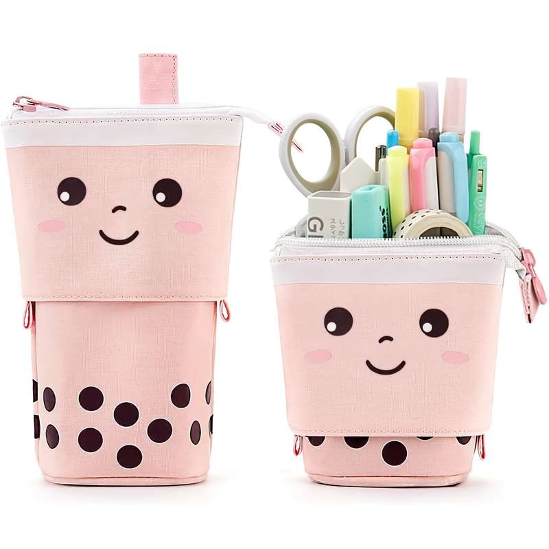 Canvas Pencil Case Milk Tea Design