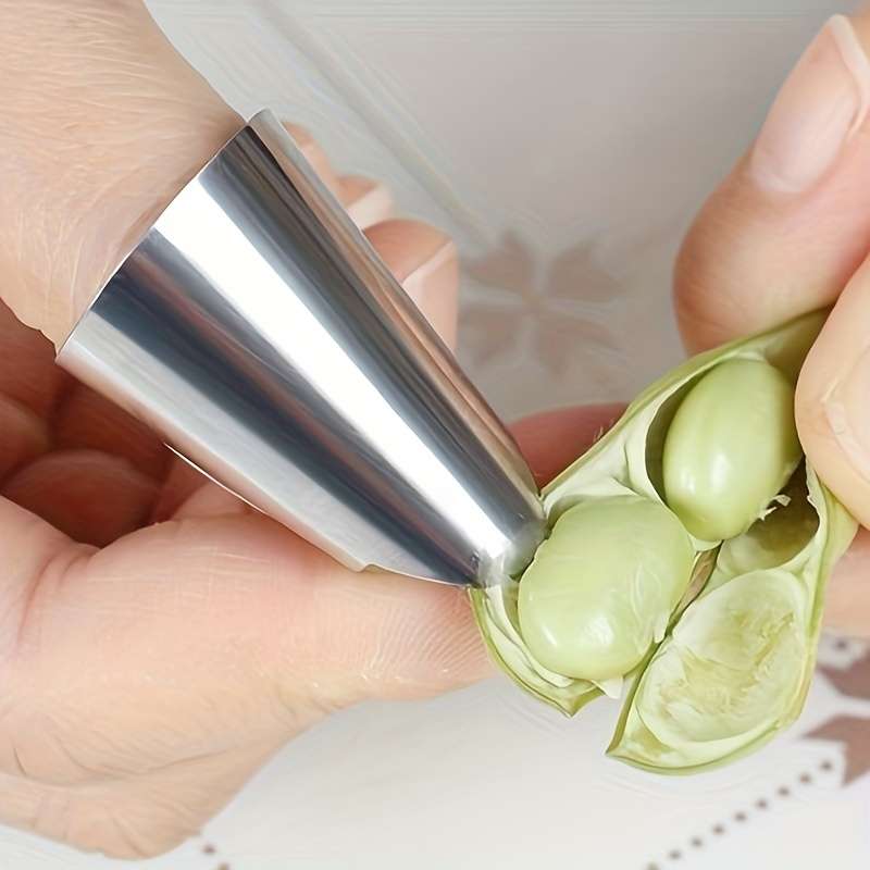 Stainless Steel Garlic Peeler Finger Protector - Multipurpose Kitchen Tool for Peeling Garlic, Beans