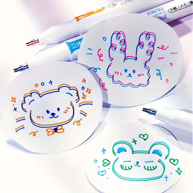 6 Bright Double-Line Gel Pens
