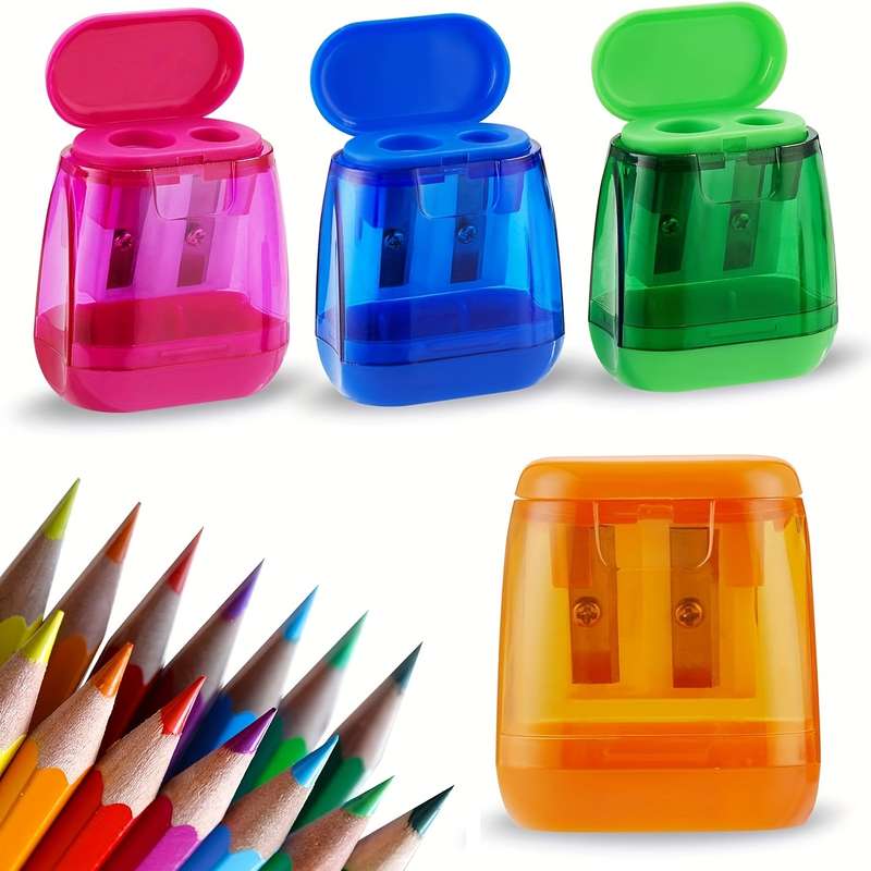 4-Pack Triangular Double-Hole Pencil Sharpener