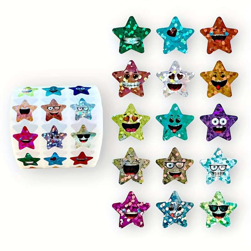 1500pcs Shiny Foil Star Stickers Set