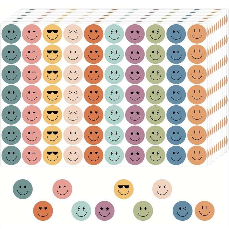 600 Boho Style Colorful Smiley Face Stickers