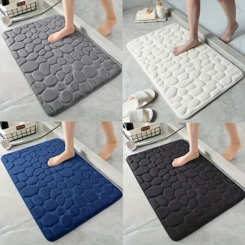 Non-Slip Bathroom Mat with PVC Backing - Machine Washable, Knitted Fabric Rectangular Bathroom Mat,