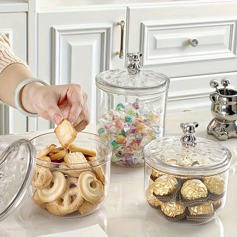 4 Pack Clear Pet Food Storage Jars - Airtight