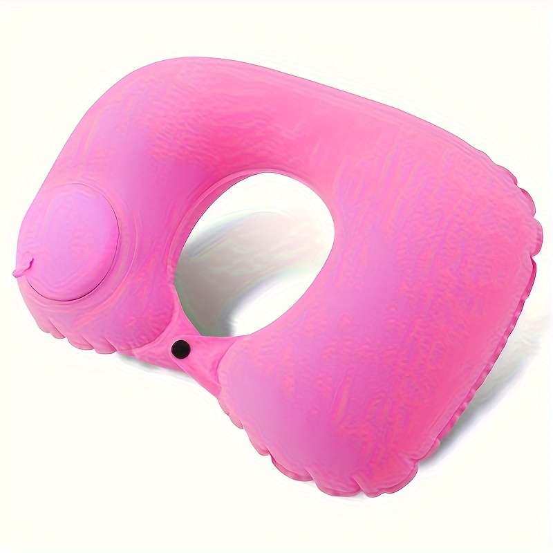 Modern Velvet U-Shaped Inflatable Neck Pillow Automatic Neck Support
