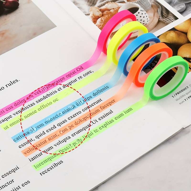 10 Rolls Of Highlighter Tape Removable
