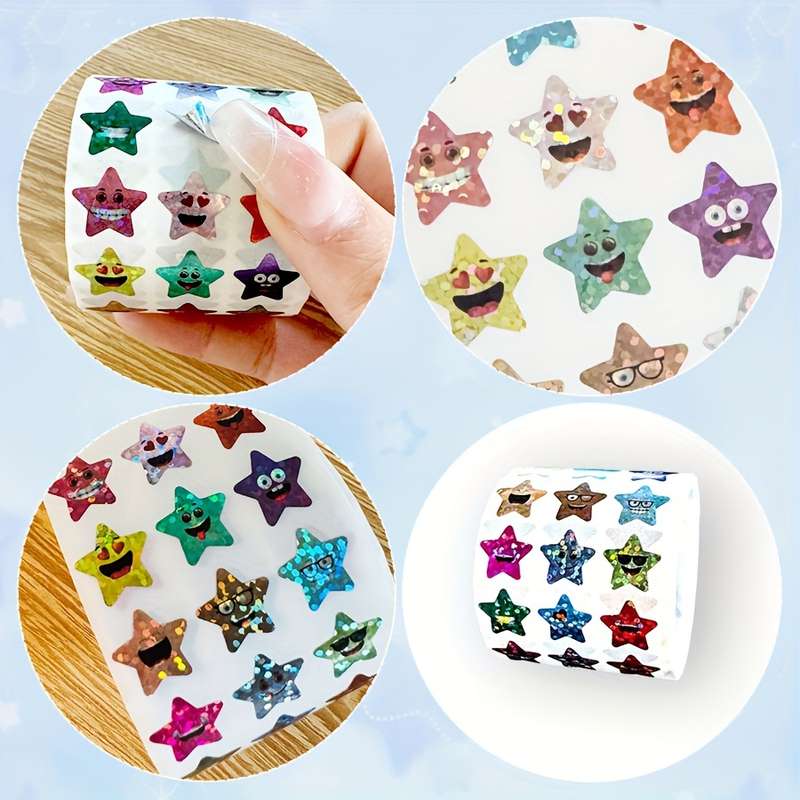 1500pcs Shiny Foil Star Stickers Set