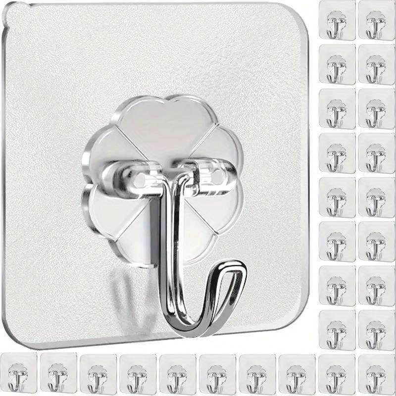 Heavy duty transparent adhesive hooks 24Pcs available, 9.98 KG super strong load-bearing, no drillin