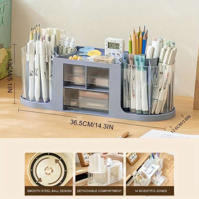 1PC double rotating pen holder storage box