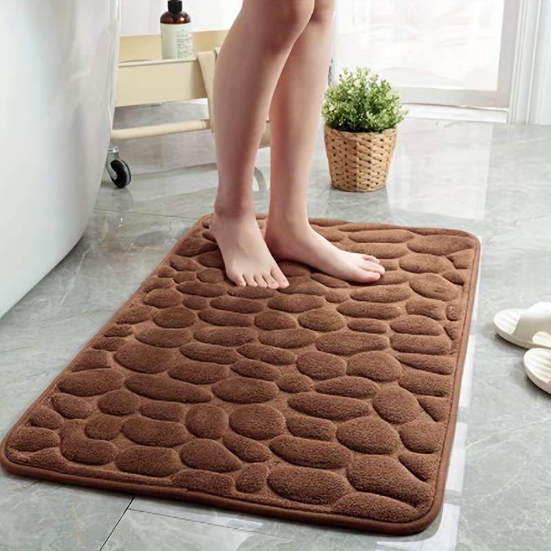 Non-Slip Bathroom Mat with PVC Backing - Machine Washable, Knitted Fabric Rectangular Bathroom Mat,