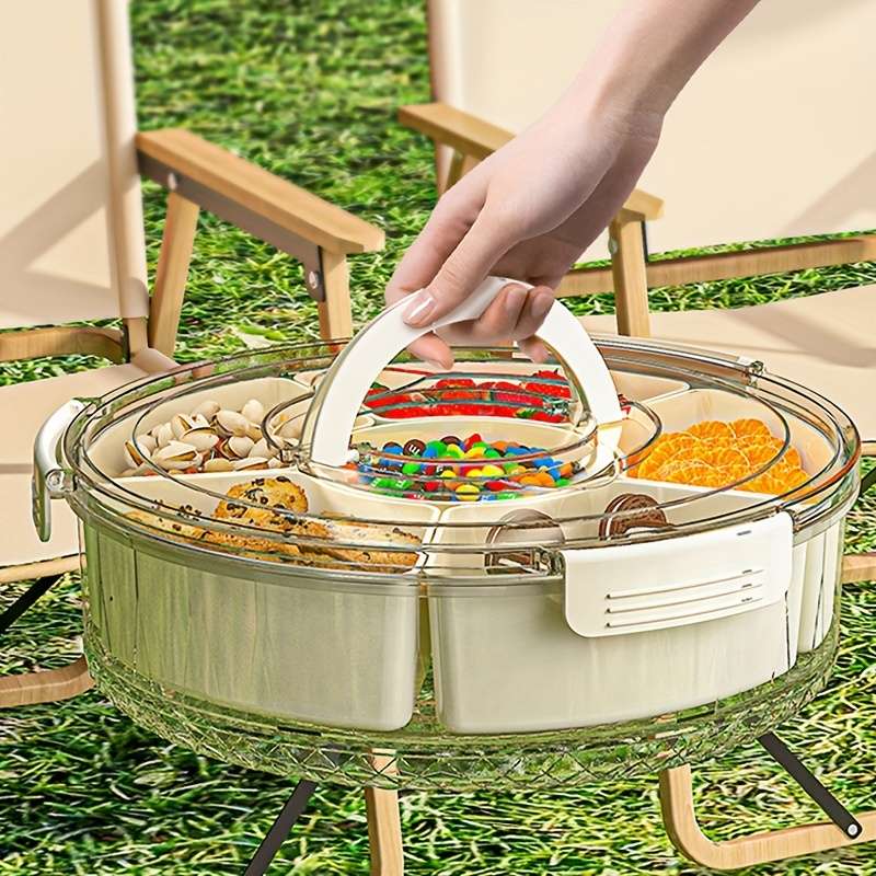 1 Piece Rotating Snack Tray With Lid