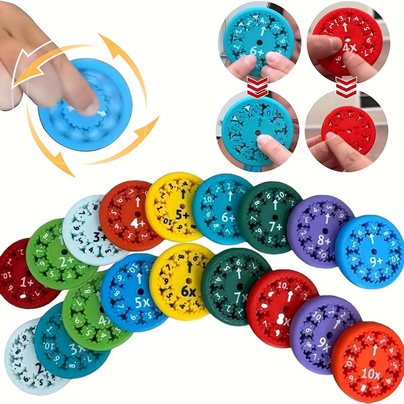 9-Piece Colorful Math Fidget Spinner Set