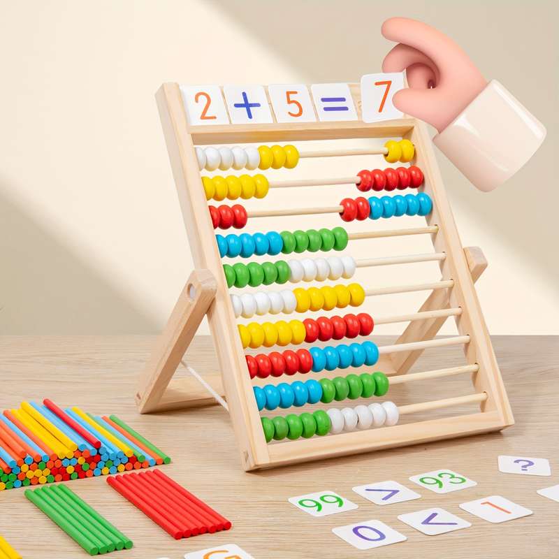 Math 10 Line Wooden Abacus