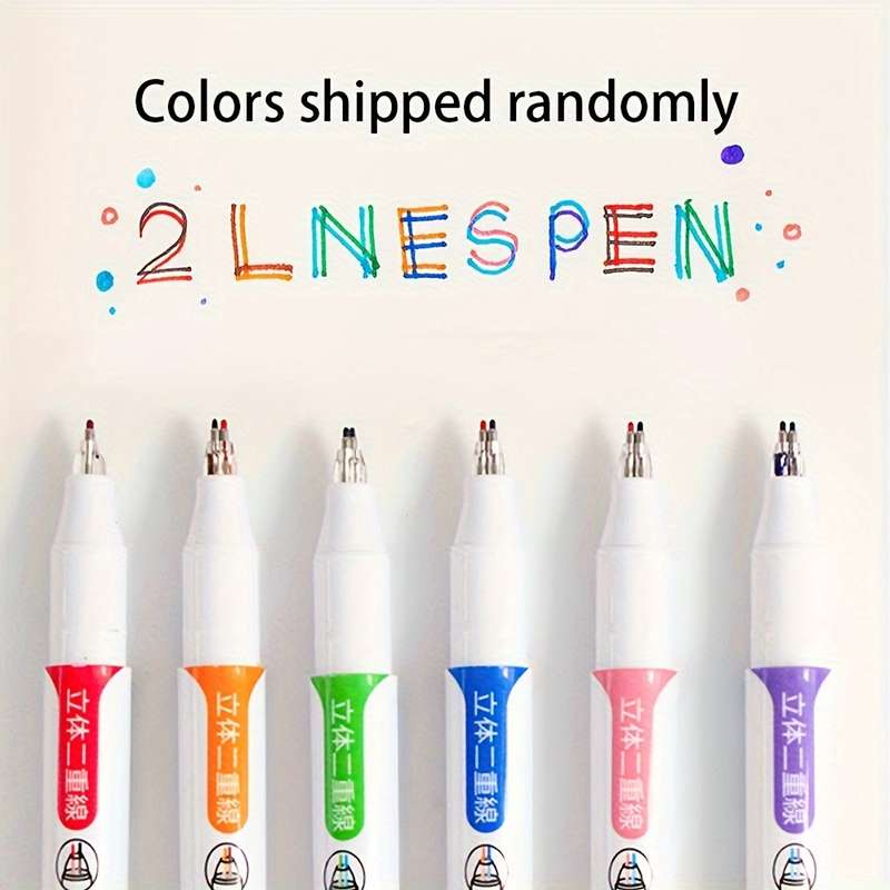 6 Bright Double-Line Gel Pens