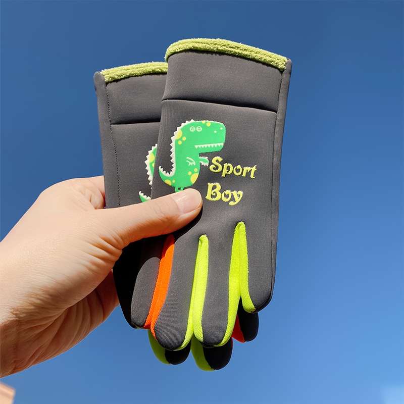 Cartoon Warm Gloves Wool Lined