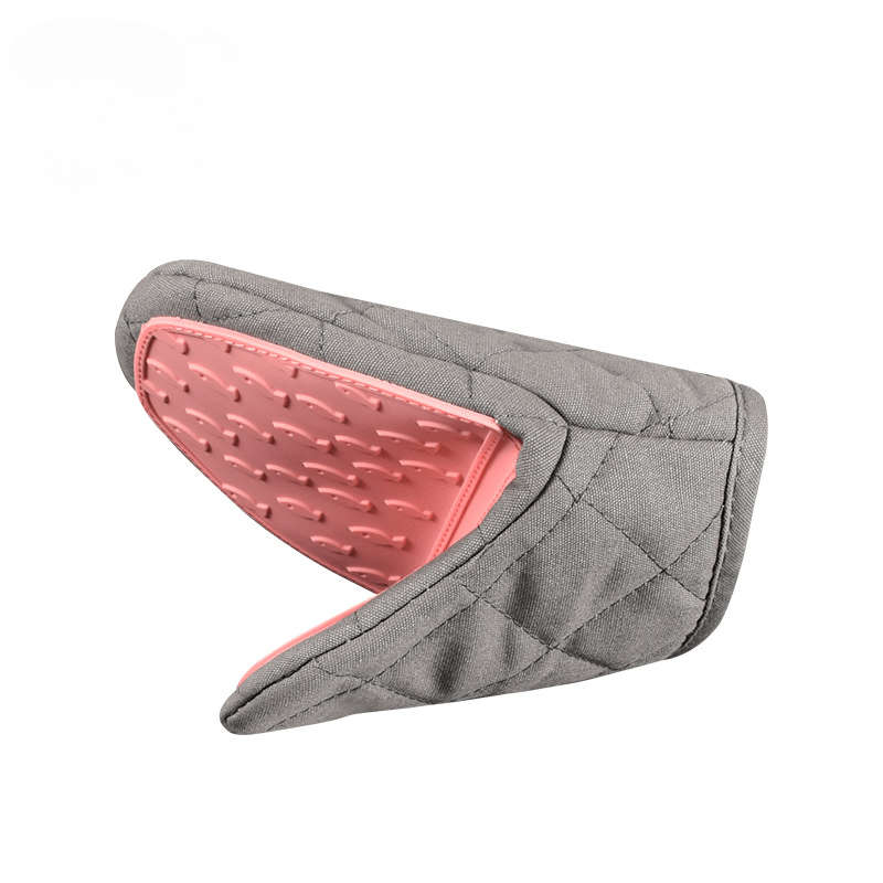 1x Beige Quilted Silicone Oven Mitt - Heat Resistant