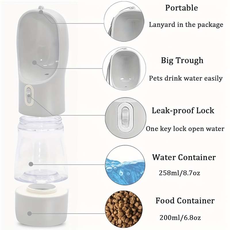 Portable Dog Water Bottle With Food Storage Function
