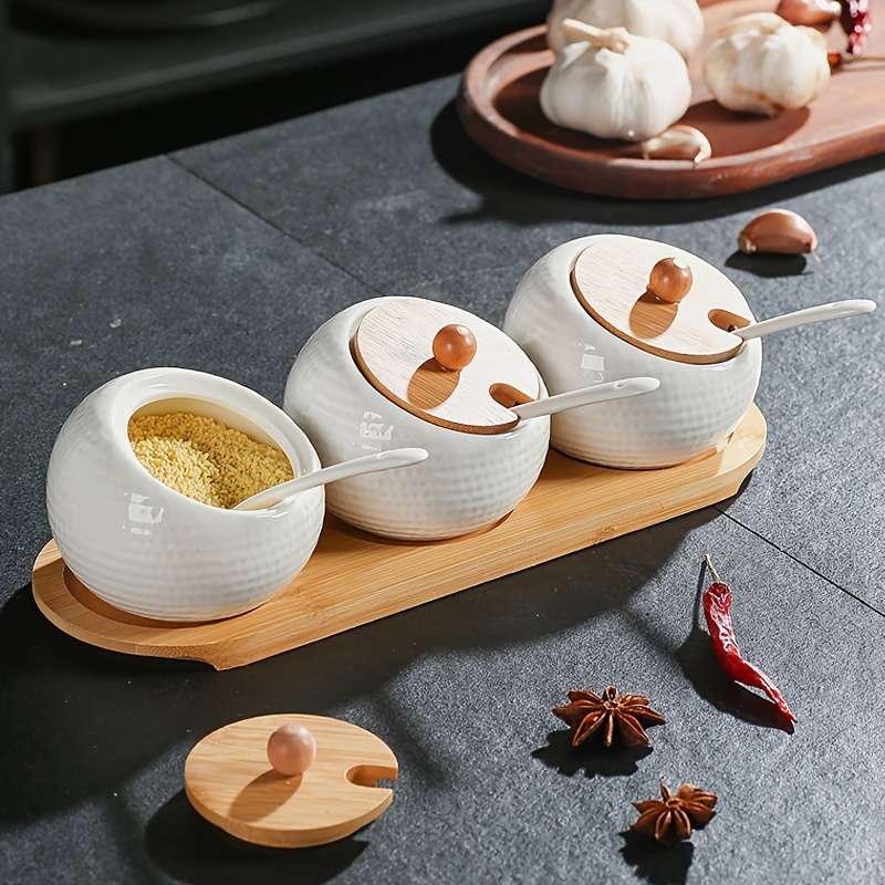 3-Piece Creative Ceramic Spice Box Set