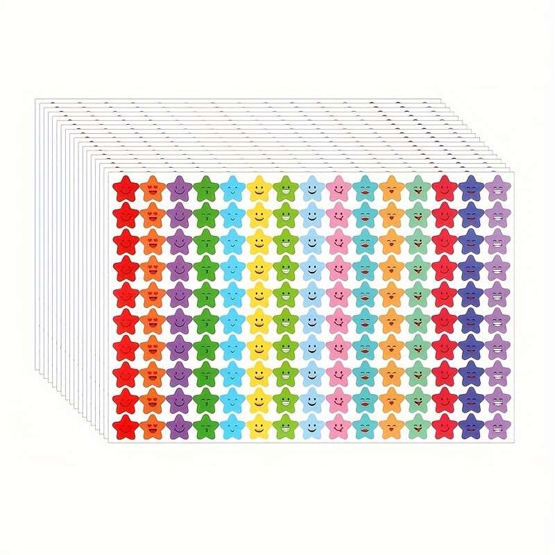 1500 Star Stickers 15 Designs Smiley Faces