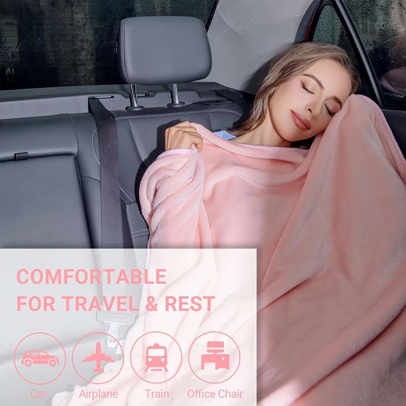 Versatile 4-In-1 Pink Travel Pillow And Blanket Set