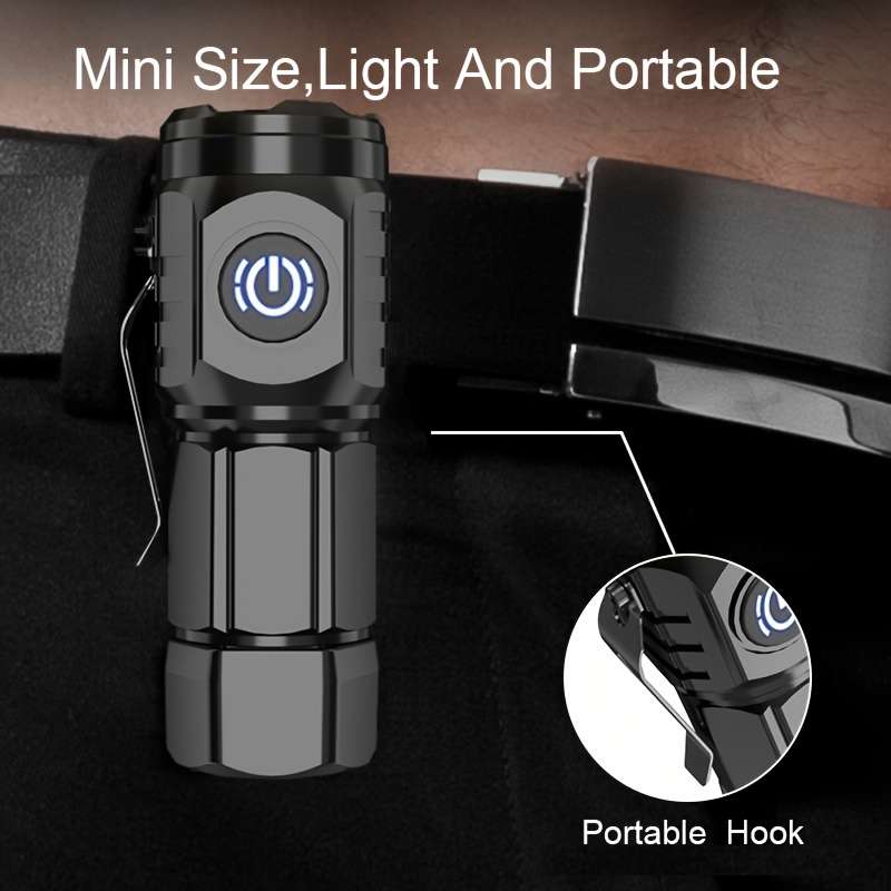 Mini Led Usb Rechargeable Flashlight, Frog Eye Lens