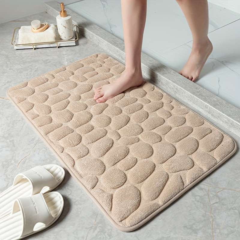 Non-Slip Bathroom Mat with PVC Backing - Machine Washable, Knitted Fabric Rectangular Bathroom Mat,