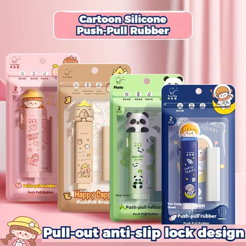 1pc Cartoon Silicone Push-Pull Eraser