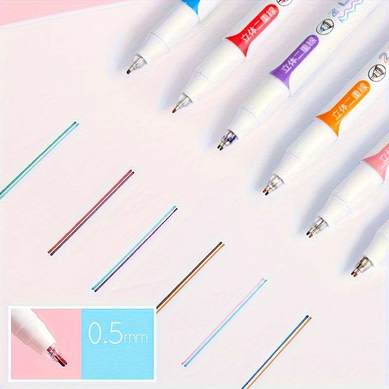 6 Bright Double-Line Gel Pens