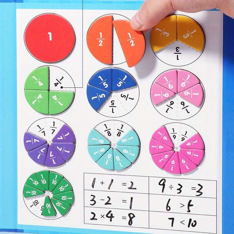 Colorful numerator and denominator puzzle math