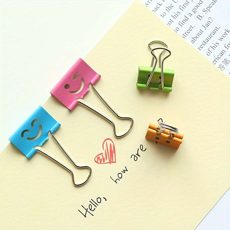50-Pack Assorted-Color Cartoon Face Binder Clips