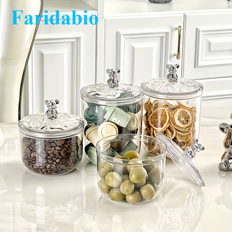 4 Pack Clear Pet Food Storage Jars - Airtight