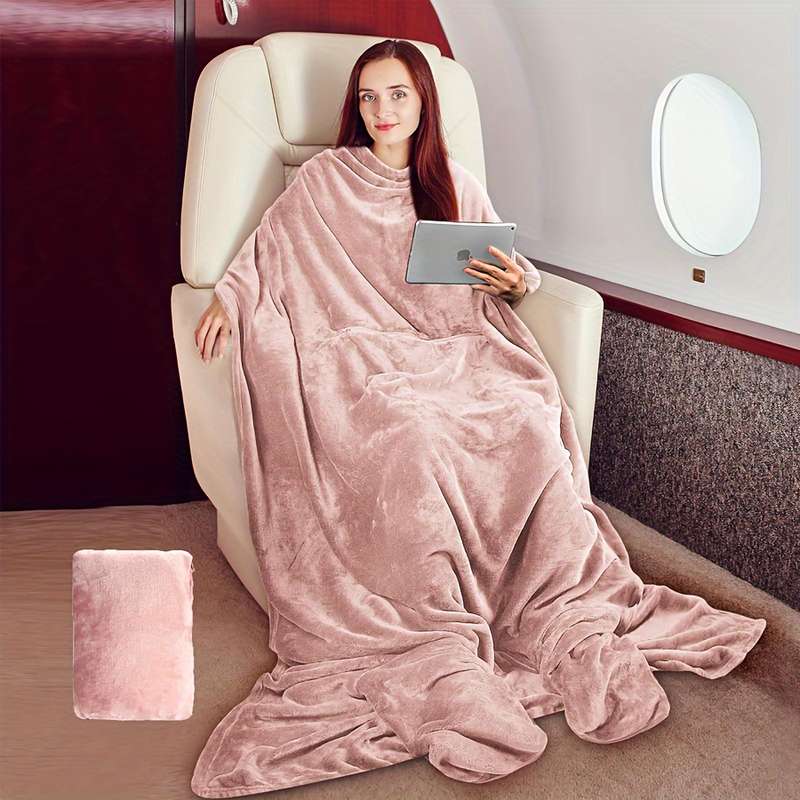 Versatile 4-In-1 Pink Travel Pillow And Blanket Set