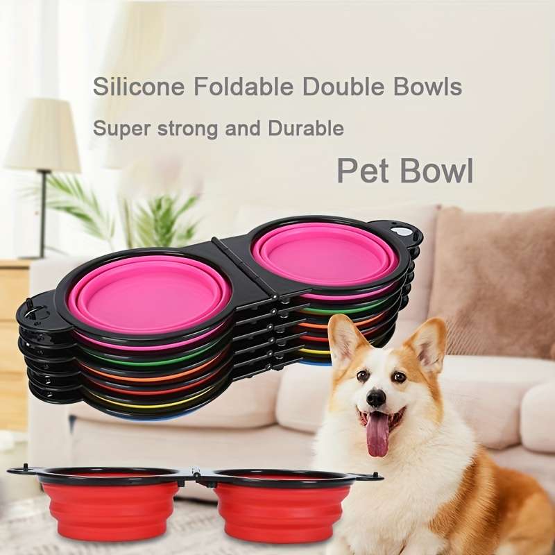 2 In 1 Folding Tpe Dog Food Bowl Water Bowl