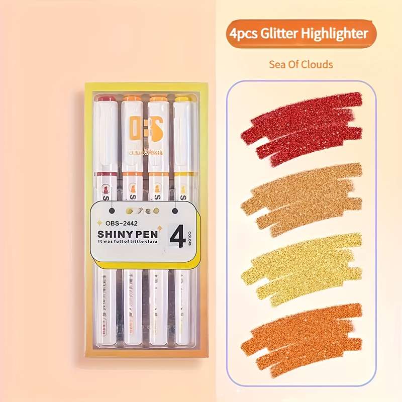 4-Pack Shiny Highlighter Markers