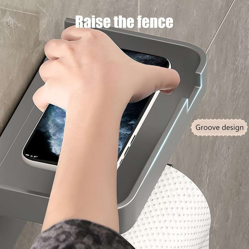 1 Piece Wall Mounted Toilet Paper Holder - Durable Abs Plastic, No Drilling Required Adhesive Paper