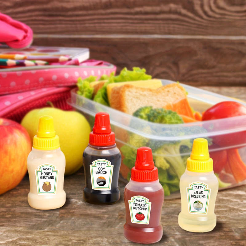 4pcs Mini Portable Salad Ketchup Bottles