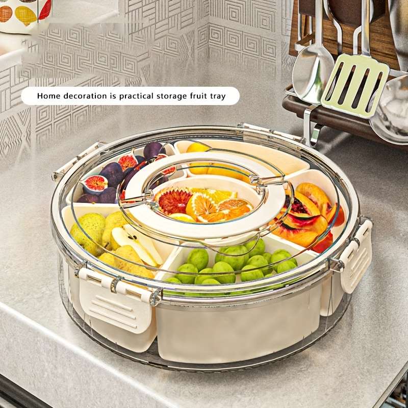 1 Piece Rotating Snack Tray With Lid
