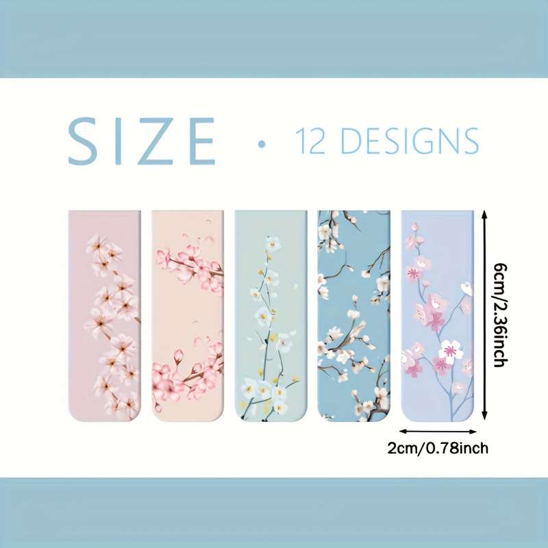 12 Pieces Floral Magnetic Bookmarks